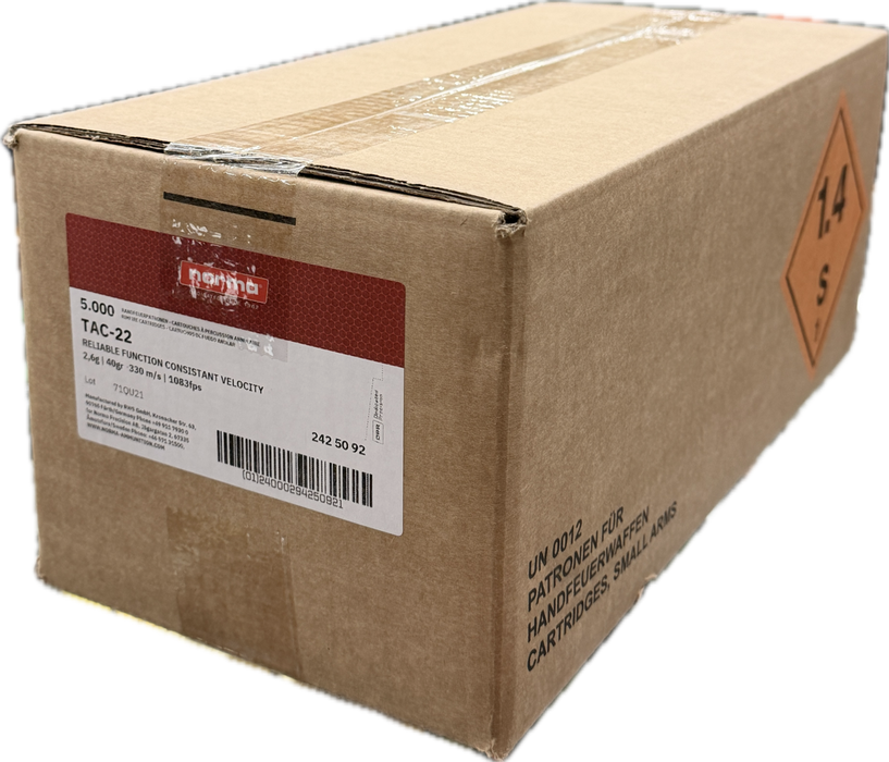 NORMA RIMFIRE 22LR 40GR 1083FPS TAC-22 CASE 5000 PK