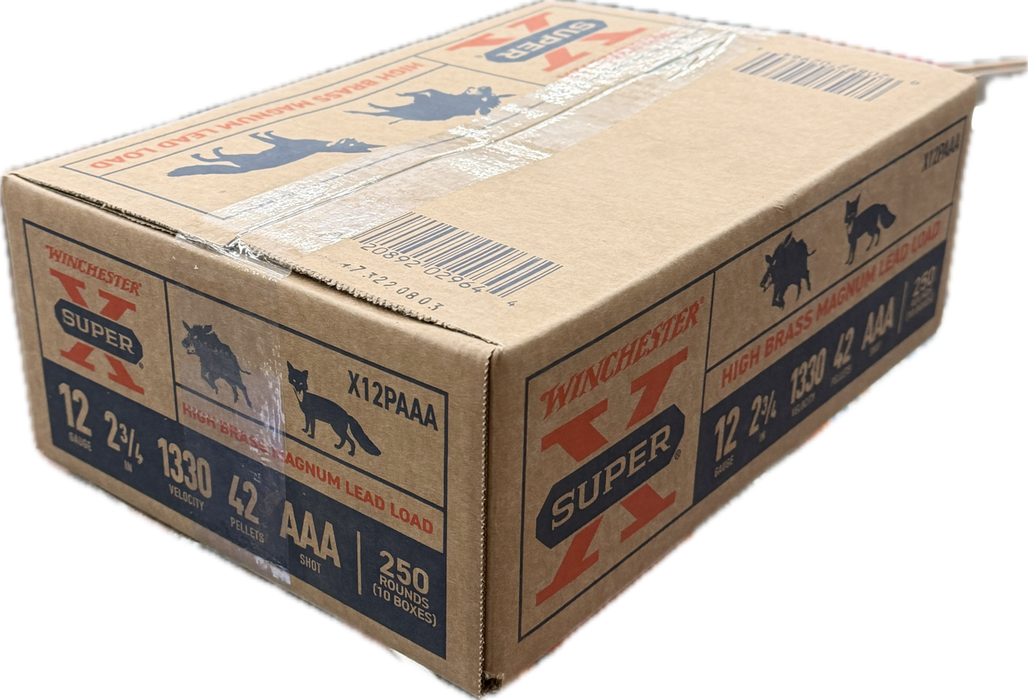 WINCHESTER SUPER X 12 GA  AAA 2-3/4"  42 PELLET 1330 FPS 250 PK