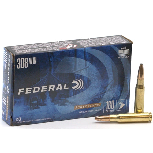 FEDERAL CENTERFIRE 308 WIN 180 GR SP POWER SHOK 20 PK