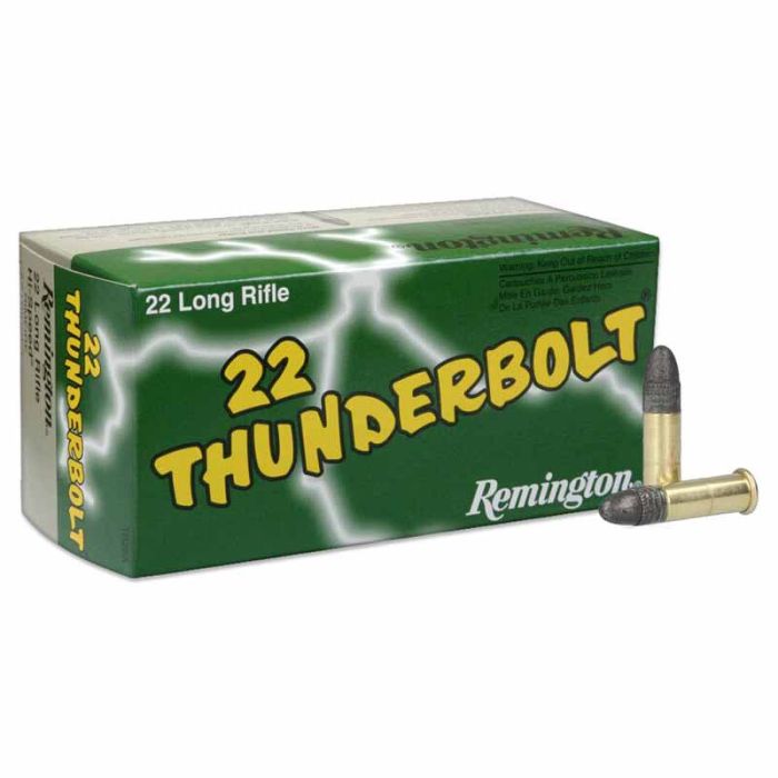 REMINGTON RIMFIRE 22LR 40 GR HV RN THUNDERBOLT 1255 FPS 50 PK