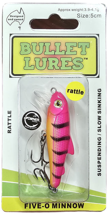 BULLET LURES FIVE-O MINNOW SUSPEND RATTLE PINK TIGER [LURECOLOUR:PINK TIGER]