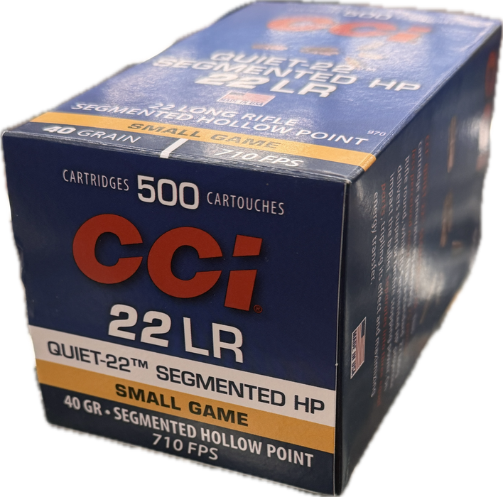 CCI RIMFIRE 22LR QUIET SEGMENTED HP 40GR 710FPS 500PK (C970)