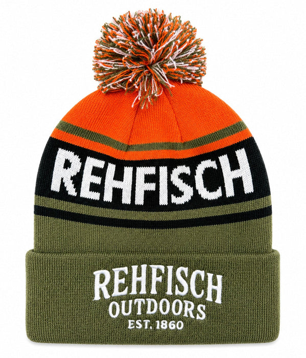REHFISCH OUTDOORS BEANIE OLIVE/ORANGE 