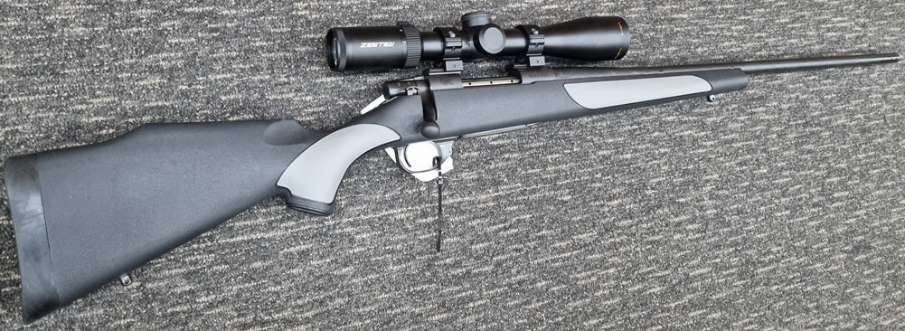 WEATHERBY VANGUARD BLUED SYN 24" BLACK / GREY SYNTHETIC 308 WIN ZERO TECH PACKAGE 