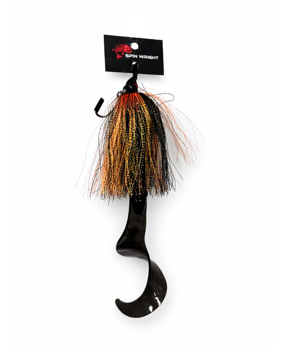 SPINWRIGHT LURES FLUFFBALL GRUB 12" 1OZ BLACK ORANGE [LURECOLOUR:BLACK ORANGE]