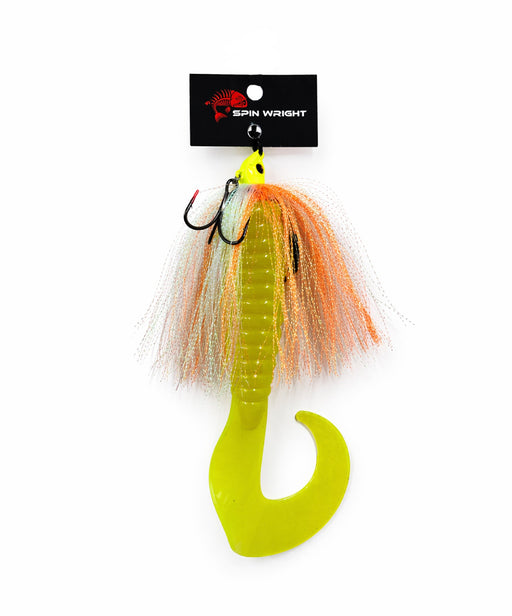 SPINWRIGHT LURES FLUFFBALL GRUB 12" 1/2OZ CHARTREUSE ORANGE [LURECOLOUR:CHARTREUSE ORANGE]
