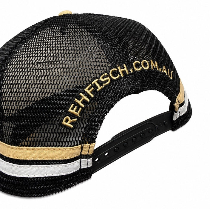 REHFISCH OUTDOORS TRUCKER CAP TAN/BLACK