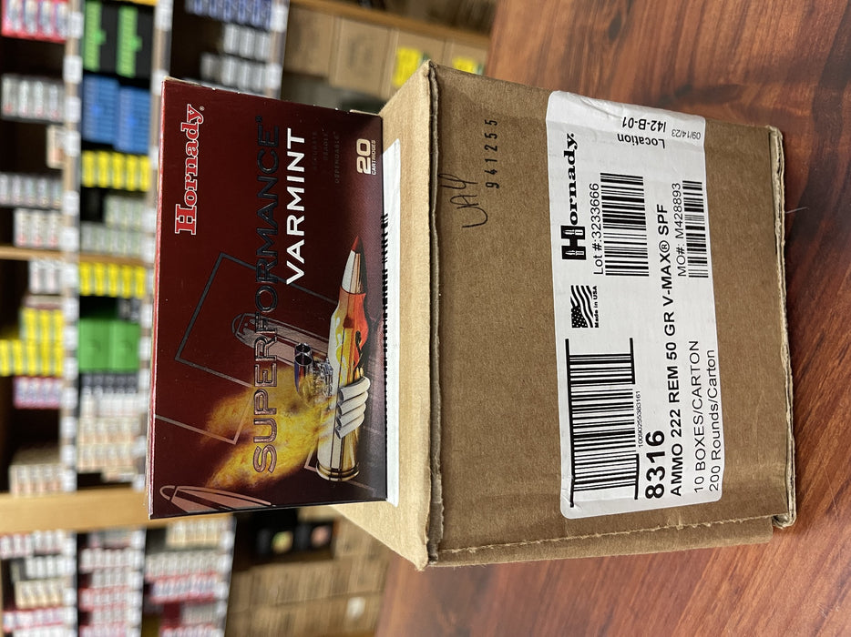 HORNADY CENTERFIRE 222 REM 50GR V-MAX BRICK (200)
