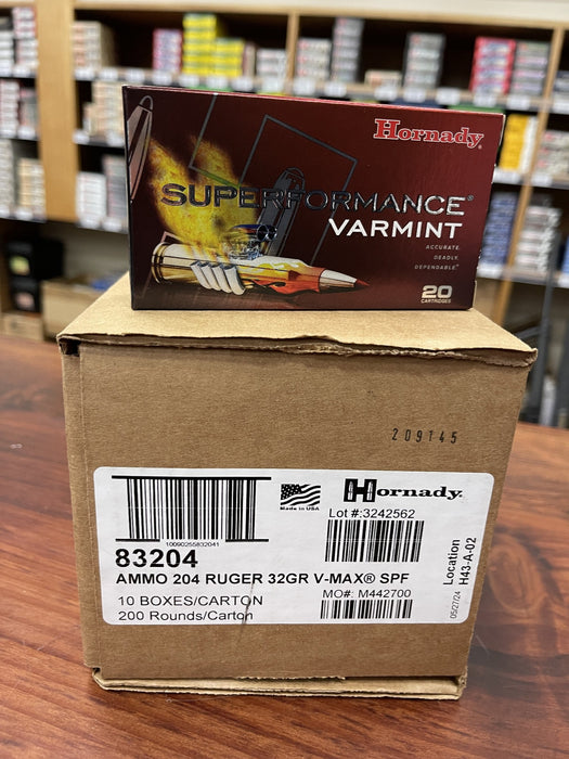 HORNADY CENTERFIRE 204 RUGER 32GR V-MAX BRICK (200)