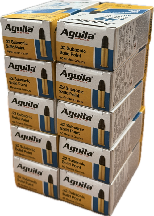 AGUILA RIMFIRE SUBSONIC 40 GR SOLID BRICK 500 PK
