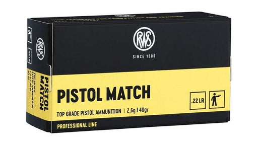 RWS RIMFIRE 22 LR PISTOL MATCH 40 GR LRN 50 PK