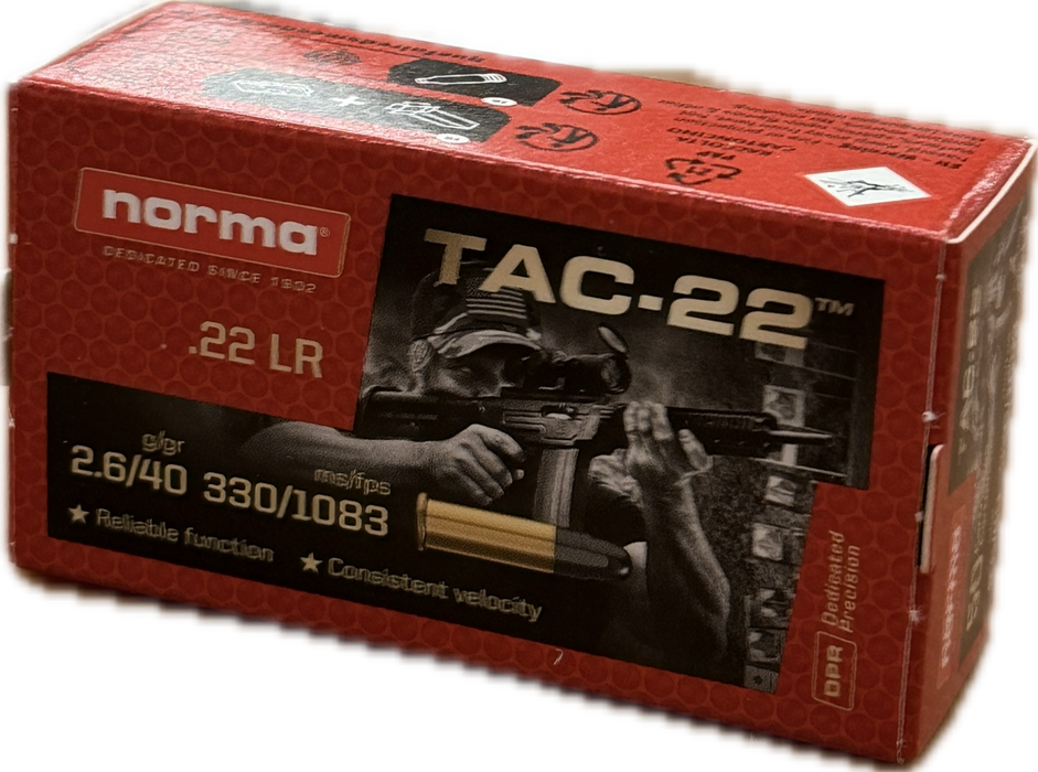 NORMA RIMFIRE TAC-22 22LR 40 GR 1083FPS 50 PK