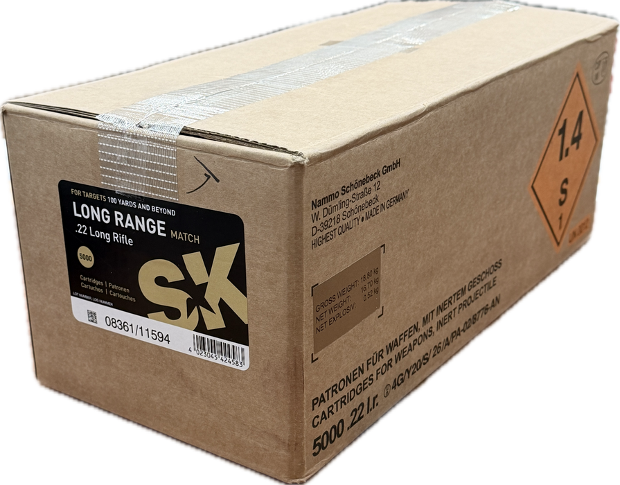 SK RIMFIRE 22LR 40 GR LONG RANGE MATCH 1106FPS CASE 5000 PK