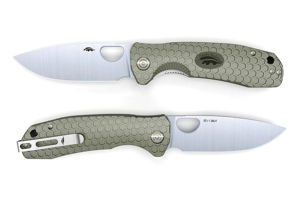 HONEY BADGER FLIPPER DROP-POINT PLAIN- SMALL GREEN