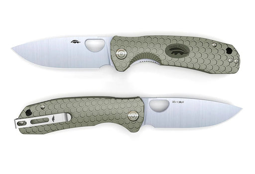 HONEY BADGER FLIPPER DROP-POINT PLAIN- SMALL GREEN