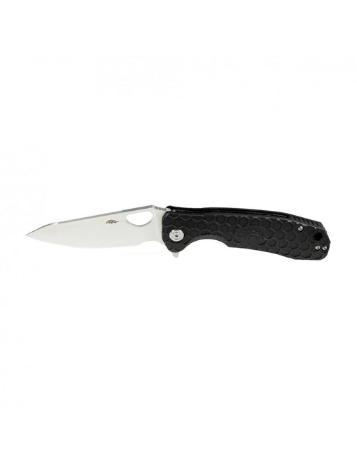 HONEY BADGER LEAF PLAIN D2 STEEL LARGE BLACK
