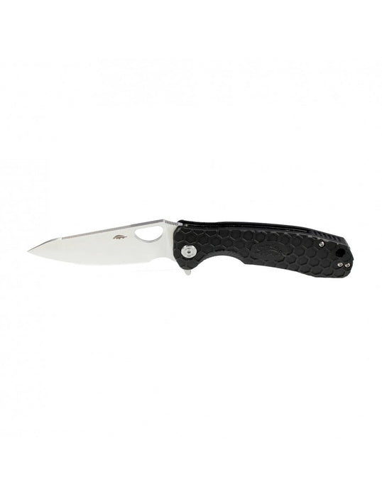 HONEY BADGER LEAF PLAIN D2 STEEL LARGE BLACK