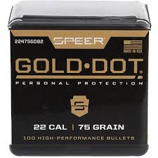 SPEER PROJECTILE .224 75GR GOLD DOT 100PK