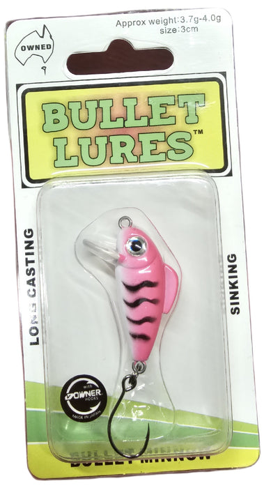 BULLET LURES 3CM MINNOW SINKING PINK TIGER [LURECOLOUR:PINK TIGER]