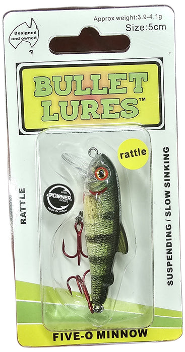 BULLET LURES FIVE-O MINNOW SUSPEND RATTLE REDFIN [LURECOLOUR:REDFIN]