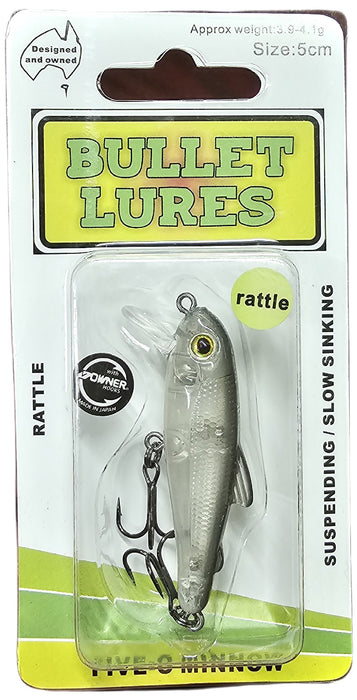 BULLET LURES FIVE-O MINNOW SUSPEND RATTLE MOZZIE MINNOW [LURECOLOUR:MOZZIE MINNOW]