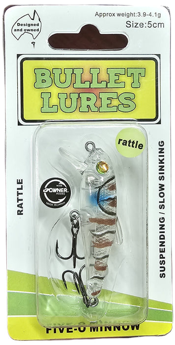 BULLET LURES FIVE-O MINNOW SUSPEND RATTLE KING PRAWN [LURECOLOUR:KING PRAWN]