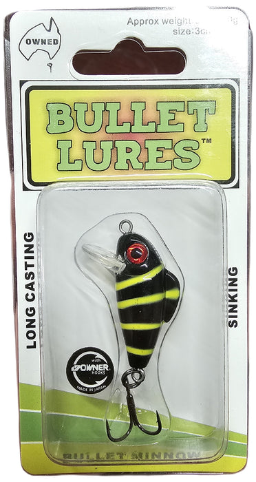 BULLET LURES 3CM MINNOW SINKING BUMBLE BEE [LURECOLOUR:BUMBLEBEE]