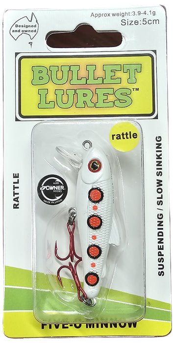 BULLET LURES FIVE-O MINNOW SUSPEND RATTLE PEARL WIDOW [LURECOLOUR:PEARL WIDOW]