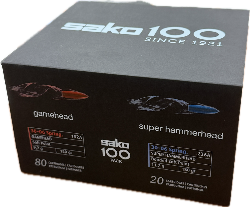 SAKO CENTERFIRE 30-06 SPRG GAMEHEAD 150 GR(80) SUPER HAMMERHEAD 180 GR (20) 100 PK 