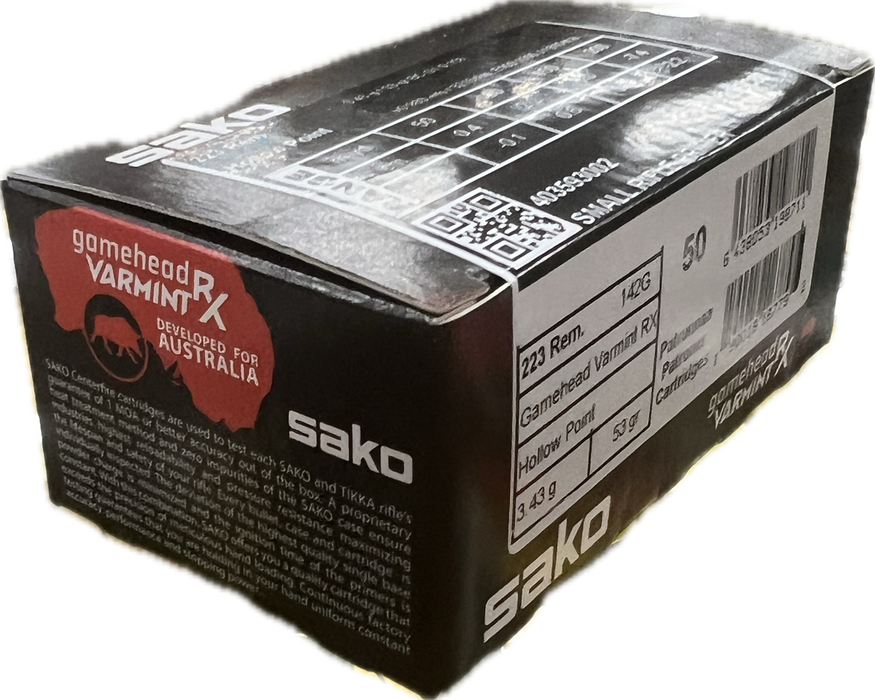 SAKO CENTERFIRE 223 REM 53 GR GAMEHEAD VARMINT RX HP 50 PK
