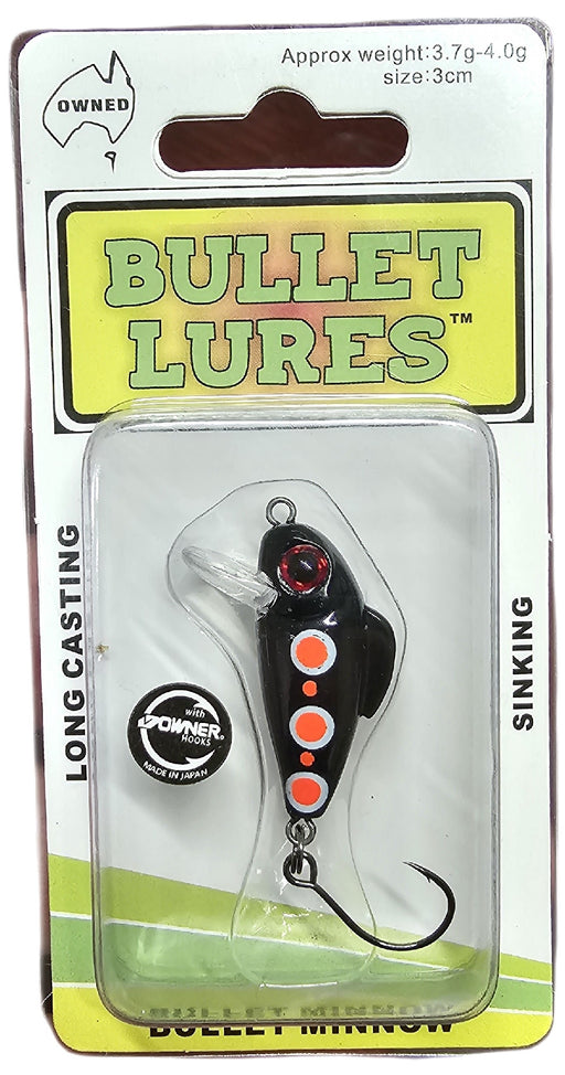 BULLET LURES 3CM MINNOW SINKING BLACK WIDOW [LURECOLOUR:BLACK WIDOW]