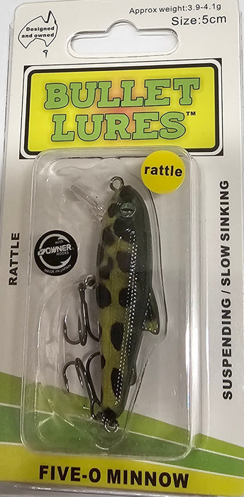 BULLET LURES FIVE-O MINNOW SUSPEND RATTLE GREEN LEOPARD TREE FROG [LURECOLOUR:GREEN LEOPARD TREE FROG]