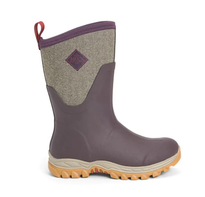 MUCK GUMBOOT WOMENS ARCTIC SPORT II MID WINE/HERRINGBONE US 5 [SIZE:US 5]