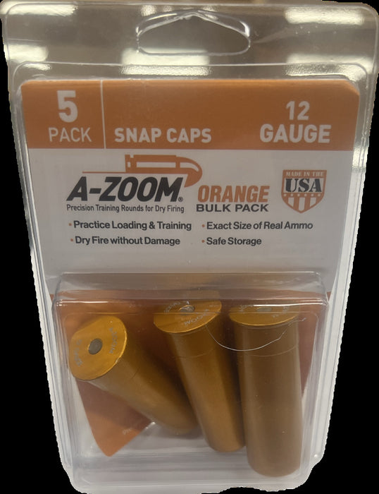 A-ZOOM 12 GA ORANGE SNAP CAPS 5 PK