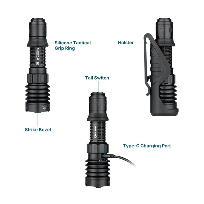OLIGHT WARRIOR X 4  2600LM LONG THROW TAC TORCH MATTE BLACK