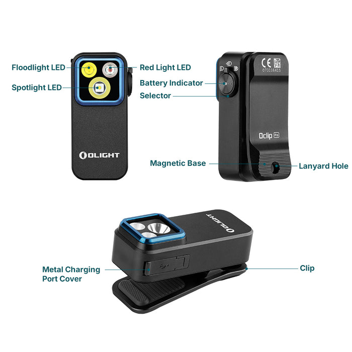 OLIGHT OCLIP PRO COMPACT LED CLIP LIGHT WITH FLOODLIGHT & SPOTLIGHT & RED LIGHT