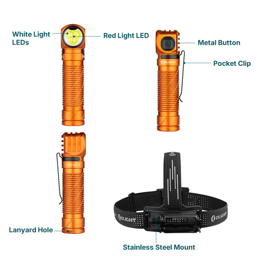 OLIGHT PERUN 3 HEAD LAMP / TORCH RECHARGEABLE OG