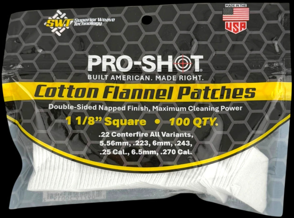 PRO SHOT 22-270 CAL PATCHES 100 PK