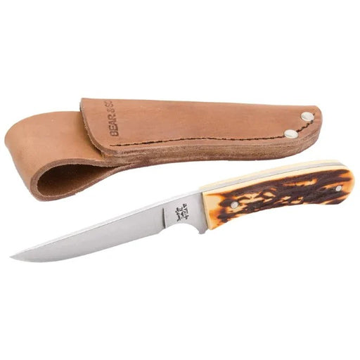 BEAR & SON 6.5" STAG DERLIN BIRD/TROUT KNIFE WITH SHEATH