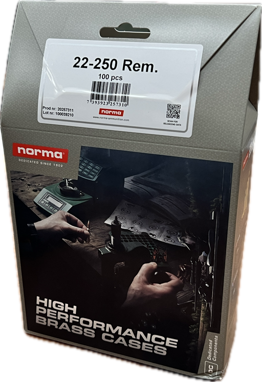 NORMA UNPRIMED BRASS 22-250 REM 100PK
