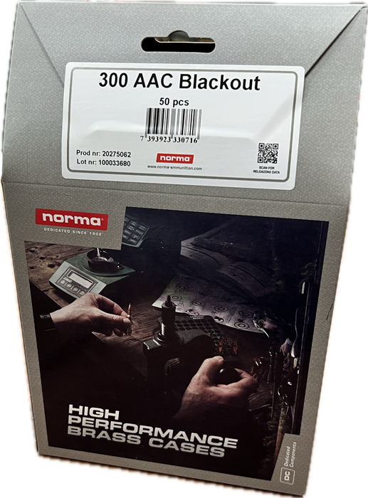 NORMA UNPRIMED BRASS 300 AAC BLACKOUT 50 PK
