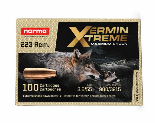 NORMA CENTERFIRE 223 REM 55 GR VERMIN XTREME HP 100PK 