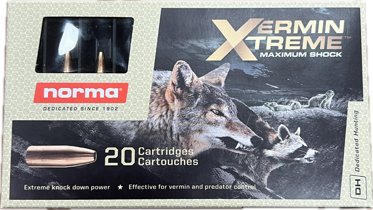 NORMA CENTERFIRE 22-250REM 55G VERMIN XTREME HP 20PK 