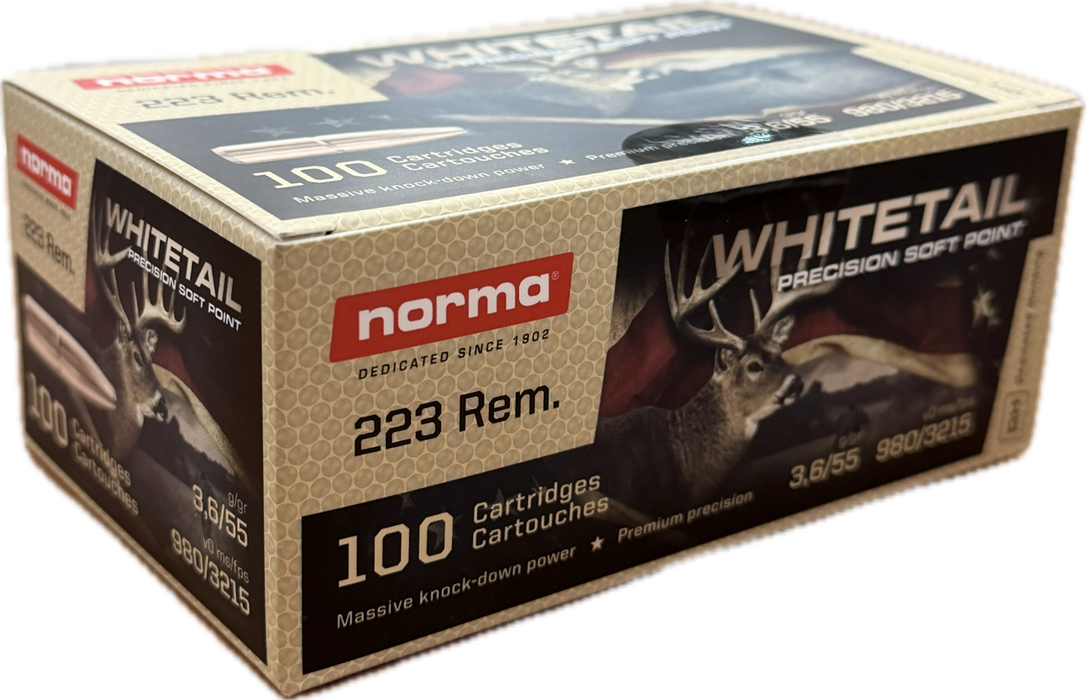 NORMA CENTERFIRE 223 REM WHITETAIL 55 GR SP 100 PK