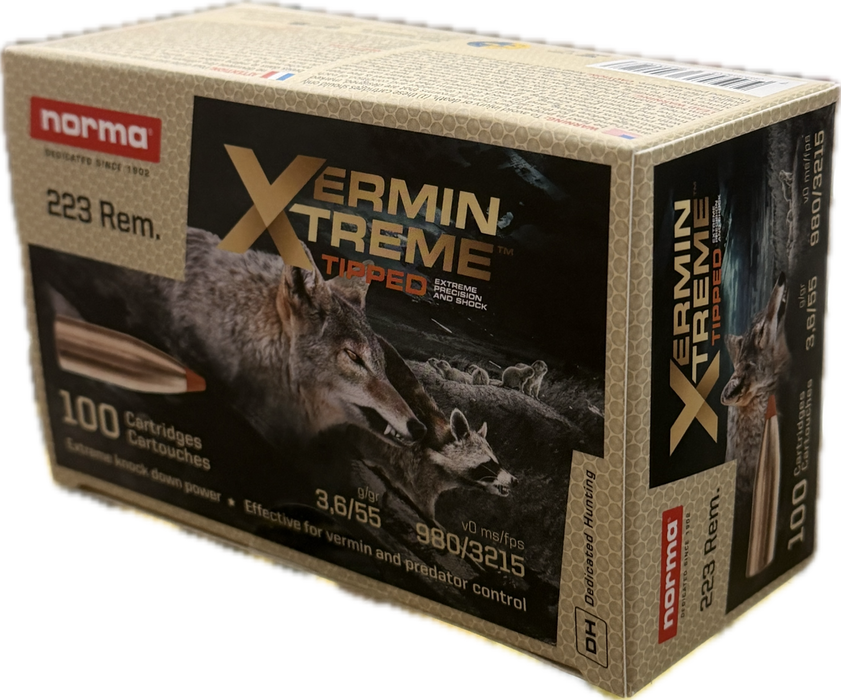 NORMA CENTERFIRE 223 REM 55 GR VERMIN XTREME TIPPED 100 PK