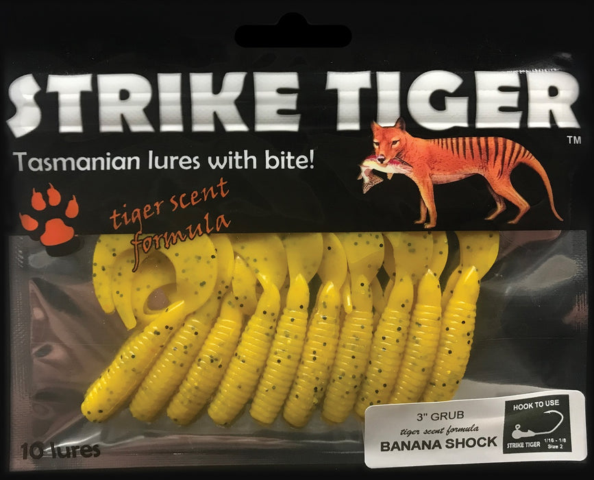 STRIKE TIGER 3" GRUB BANANA SHOCK 10PK