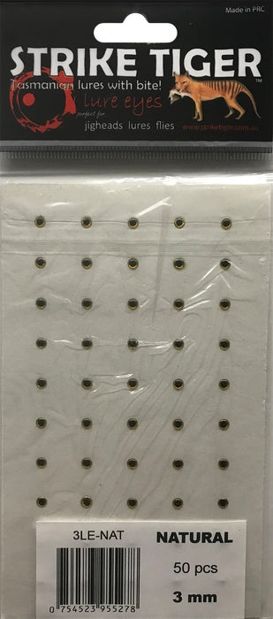 STRIKE TIGER LURE EYES 3MM NATURAL 50PCS