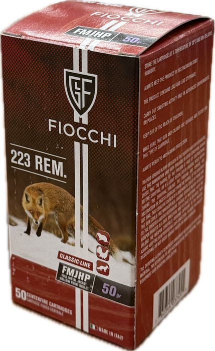FIOCCHI CENTREFIRE 223 REM 50GR HP 50PK