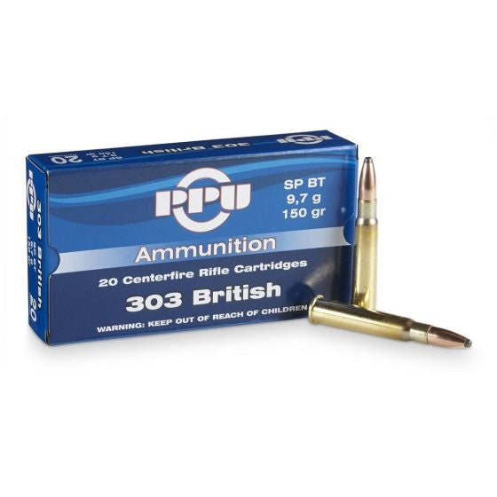 PPU CENTERFIRE 303 BRITISH 150 GR SP 20 PK 