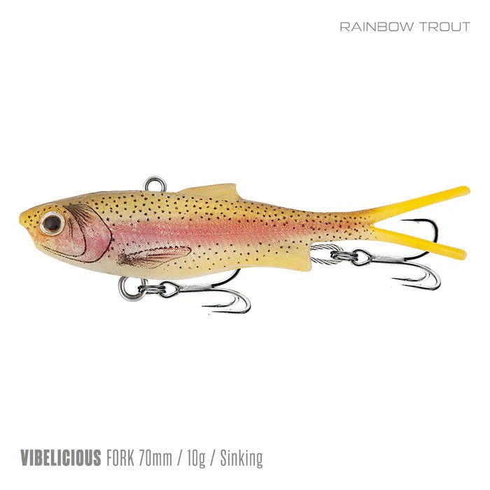 SAMAKI VIBELICIOUS 70MM FORK TAIL RAINBOW TROUT [LURECOLOUR:RAINBOW TROUT]